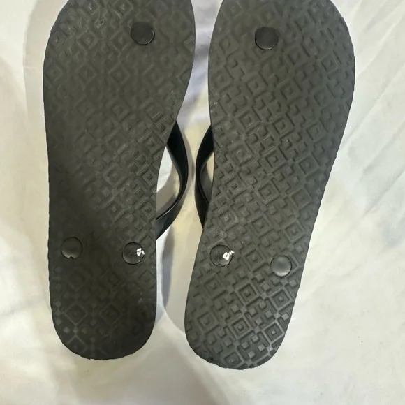 Tory Burch Leopard Cheetah Print Black Straps Flip Flops Size 8.5 - Picture 2 of 2